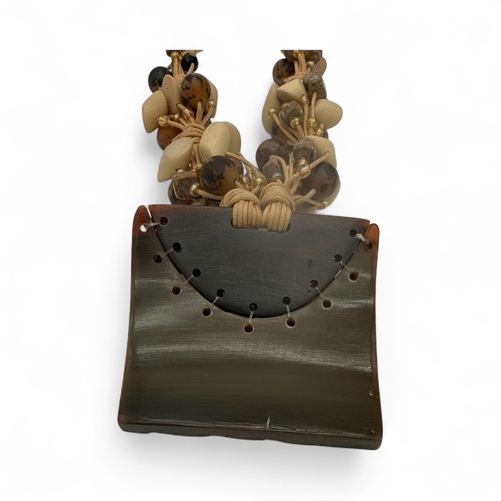 Tribal Horn Bohemian Necklace - Stone, Wood, Shell - Picture 4 of 6